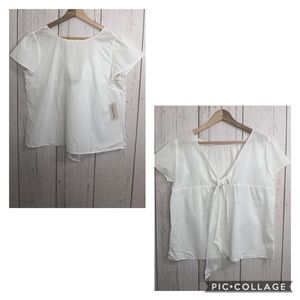 🆕 Ann Taylor Factory White Knot Tie Pullover Top
